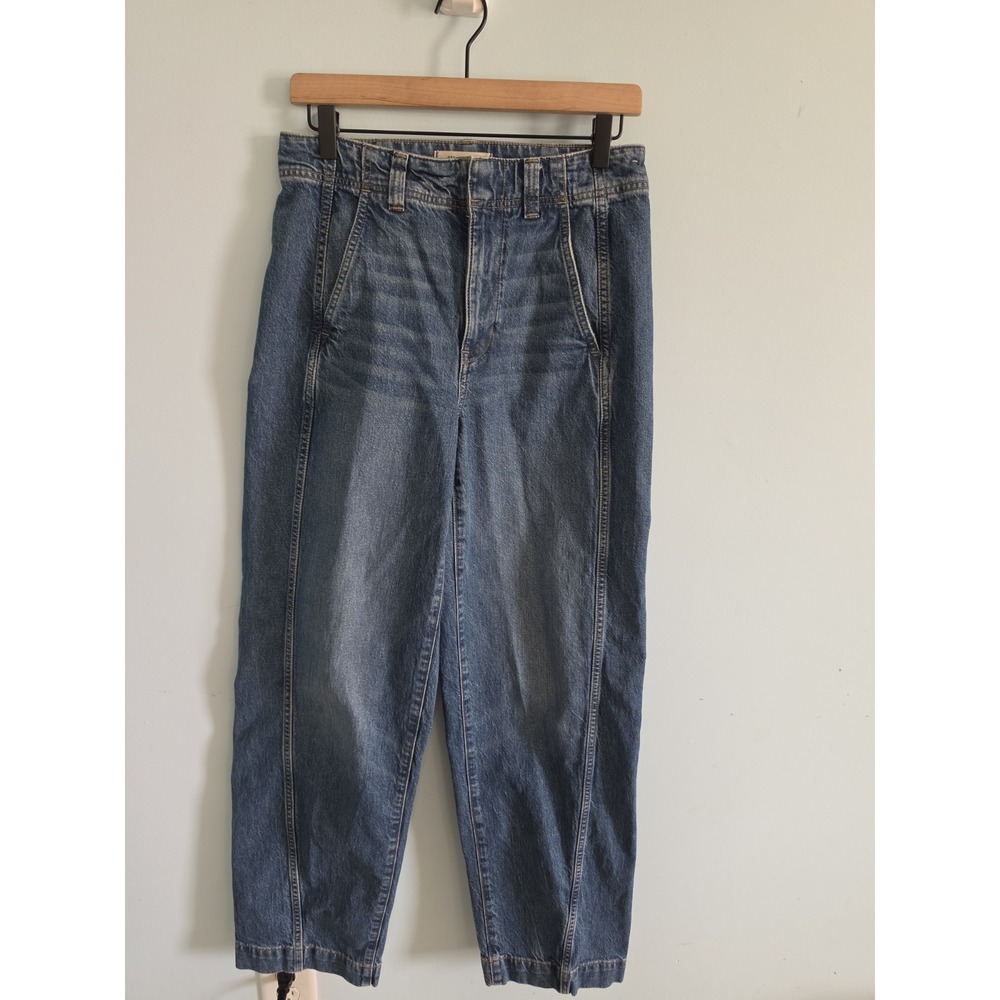 Madewell Balloon Barrel Jeans High Rise Tapered Seam Front‎ Medium Wash Denim 27
